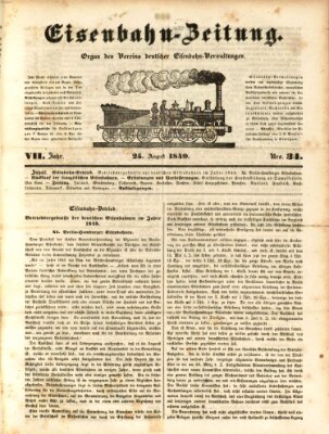 Eisenbahn-Zeitung Samstag 25. August 1849