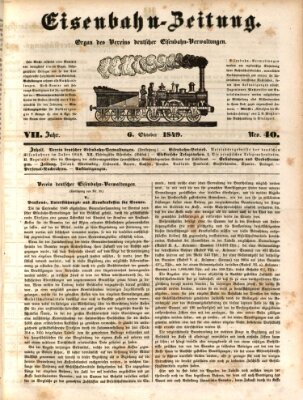 Eisenbahn-Zeitung Samstag 6. Oktober 1849