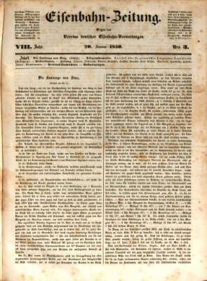 Eisenbahn-Zeitung Sonntag 20. Januar 1850