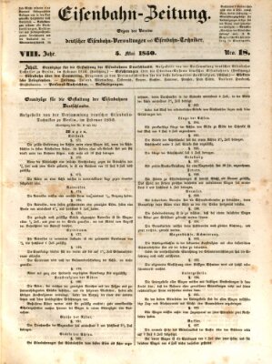 Eisenbahn-Zeitung Sonntag 5. Mai 1850