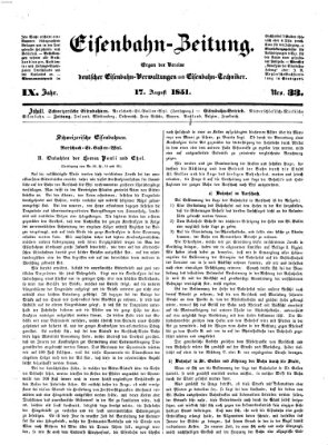 Eisenbahn-Zeitung Sonntag 17. August 1851
