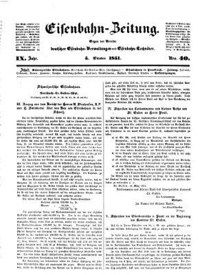 Eisenbahn-Zeitung Freitag 3. Oktober 1851