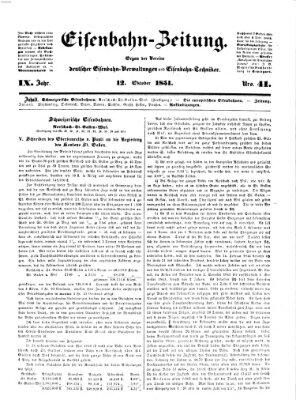 Eisenbahn-Zeitung Sonntag 12. Oktober 1851