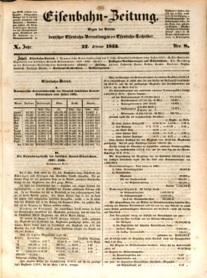 Eisenbahn-Zeitung Sonntag 22. Februar 1852
