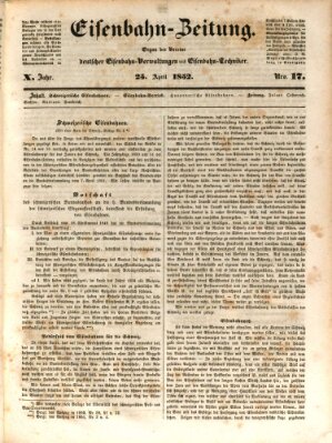 Eisenbahn-Zeitung Sonntag 25. April 1852