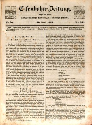 Eisenbahn-Zeitung Sonntag 22. August 1852