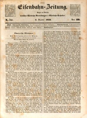 Eisenbahn-Zeitung Sonntag 5. Dezember 1852
