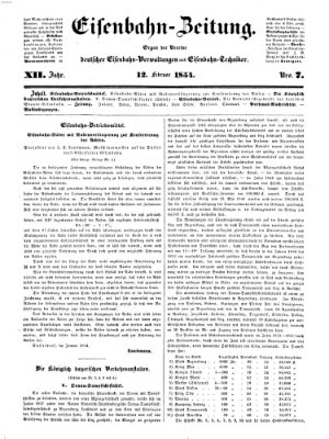 Eisenbahn-Zeitung Sonntag 12. Februar 1854
