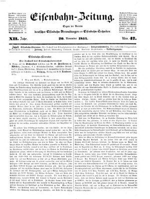 Eisenbahn-Zeitung Montag 20. November 1854