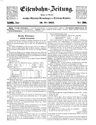 Eisenbahn-Zeitung Mittwoch 16. Mai 1855