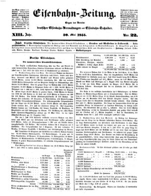 Eisenbahn-Zeitung Mittwoch 30. Mai 1855