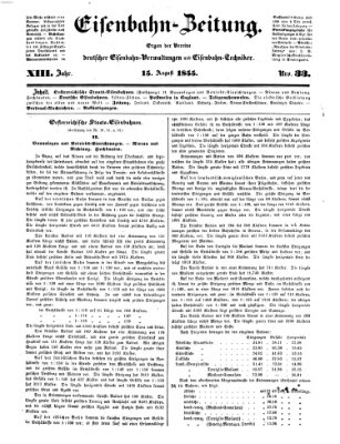 Eisenbahn-Zeitung Mittwoch 15. August 1855