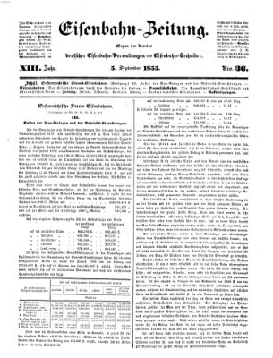 Eisenbahn-Zeitung Mittwoch 5. September 1855