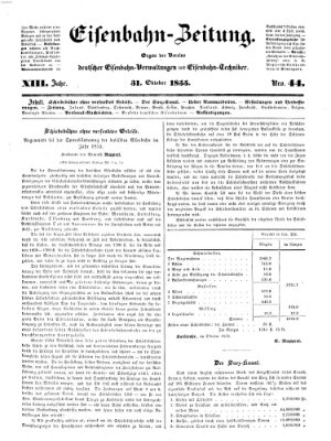 Eisenbahn-Zeitung Mittwoch 31. Oktober 1855