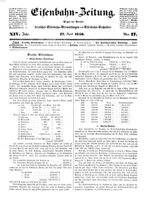 Eisenbahn-Zeitung Sonntag 27. April 1856