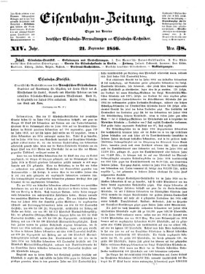 Eisenbahn-Zeitung Sonntag 21. September 1856