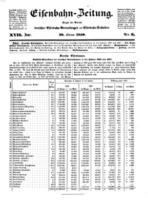 Eisenbahn-Zeitung Samstag 26. Februar 1859