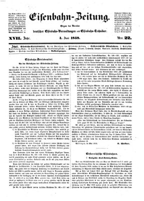 Eisenbahn-Zeitung Samstag 4. Juni 1859