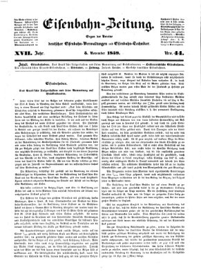 Eisenbahn-Zeitung Samstag 5. November 1859