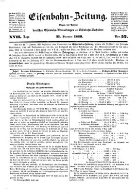 Eisenbahn-Zeitung Samstag 31. Dezember 1859