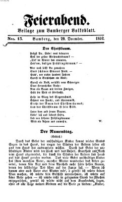 Feierabend (Bamberger Volksblatt für Stadt und Land) Mittwoch 29. Dezember 1852