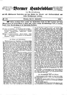 Bremer Handelsblatt Freitag 21. September 1855