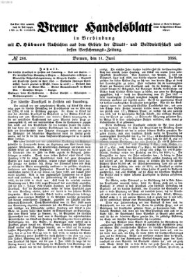 Bremer Handelsblatt Samstag 14. Juni 1856