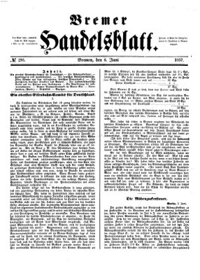 Bremer Handelsblatt Samstag 6. Juni 1857