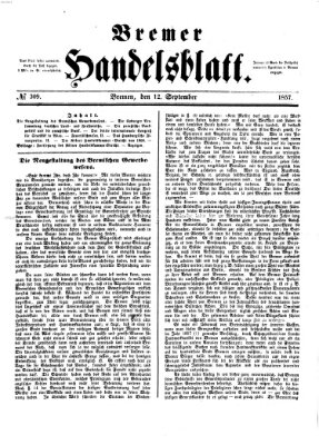 Bremer Handelsblatt Samstag 12. September 1857