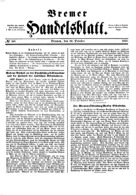 Bremer Handelsblatt Samstag 30. Oktober 1858