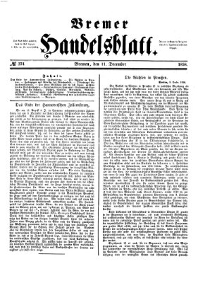 Bremer Handelsblatt Samstag 11. Dezember 1858