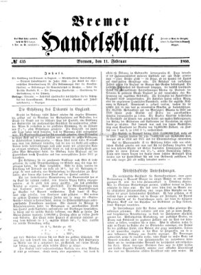 Bremer Handelsblatt Samstag 11. Februar 1860