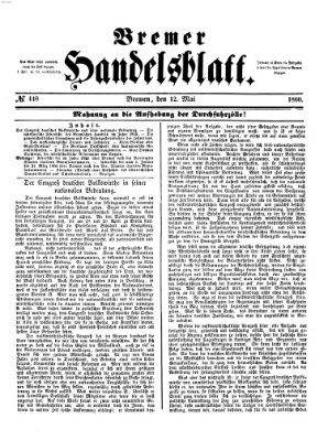 Bremer Handelsblatt Samstag 12. Mai 1860