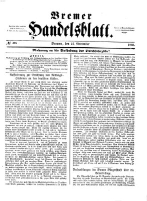 Bremer Handelsblatt Samstag 24. November 1860