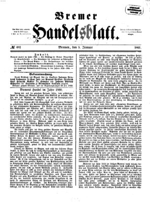 Bremer Handelsblatt Samstag 5. Januar 1861