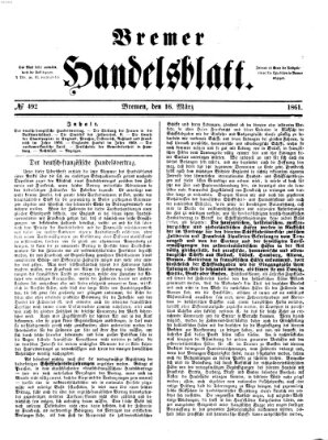 Bremer Handelsblatt Samstag 16. März 1861
