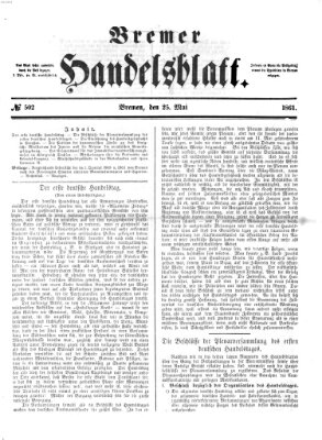 Bremer Handelsblatt Samstag 25. Mai 1861