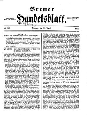 Bremer Handelsblatt Samstag 22. Juni 1861