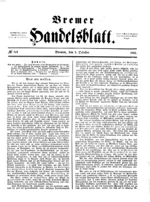 Bremer Handelsblatt Samstag 5. Oktober 1861