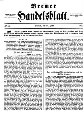 Bremer Handelsblatt Samstag 28. Juni 1862
