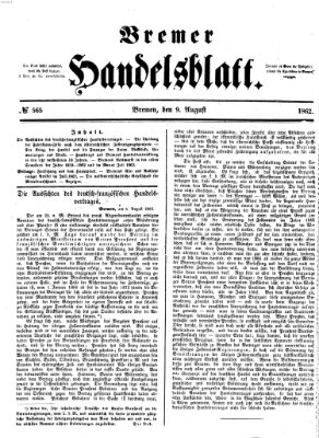 Bremer Handelsblatt Samstag 9. August 1862