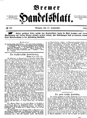 Bremer Handelsblatt Samstag 27. September 1862