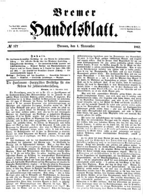 Bremer Handelsblatt Samstag 1. November 1862