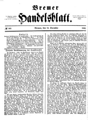 Bremer Handelsblatt Samstag 13. Dezember 1862