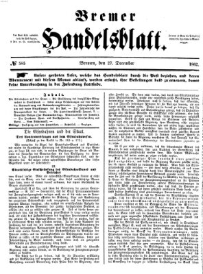 Bremer Handelsblatt Samstag 27. Dezember 1862
