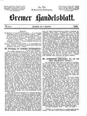Bremer Handelsblatt Samstag 8. September 1866