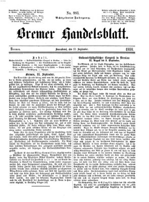 Bremer Handelsblatt Samstag 12. September 1868