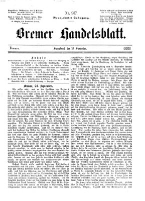 Bremer Handelsblatt Samstag 25. September 1869
