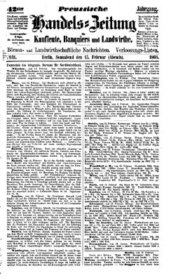 Preußische Handelszeitung Samstag 15. Februar 1868