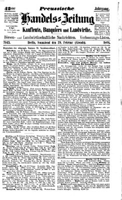 Preußische Handelszeitung Samstag 29. Februar 1868